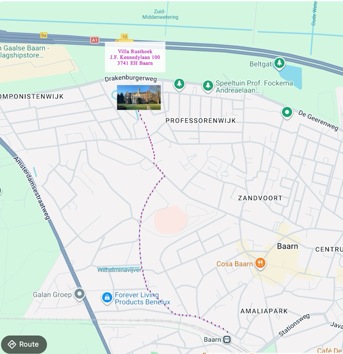 Wandelroute van Station Baarn naar Villa Rustenburg